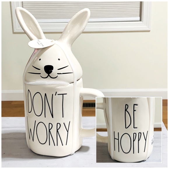 Rae Dunn Double Sided Easter Mug Bunny Figurine